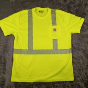 Carhartt Mens Bright Yellow Safety T-SHIRT Size Large